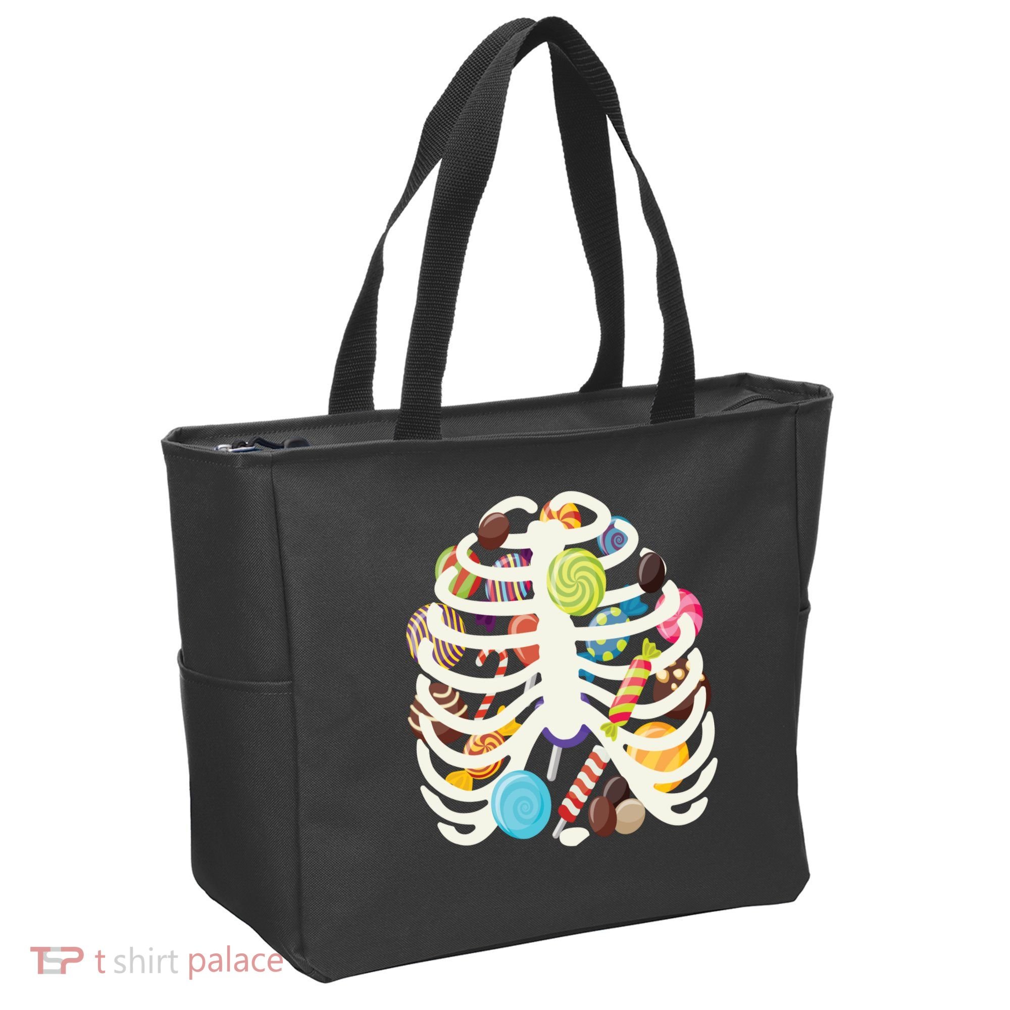 Cute Candy Skeleton Rib Cage Halloween Tote Bag