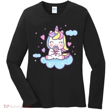 Cute Candy Unicorn Women's Long Sleeve Shirt