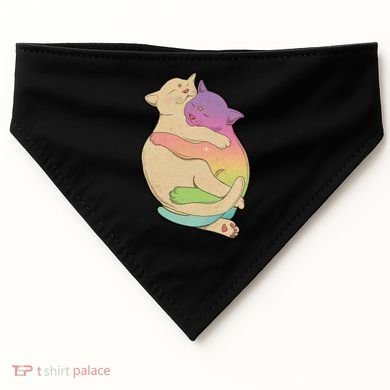 Cute Cat Love Hugging Out USA-Made Doggie Bandana