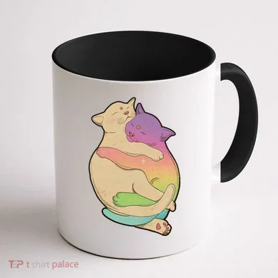 Cute Cat Love Hugging Out Coffee Mug back
