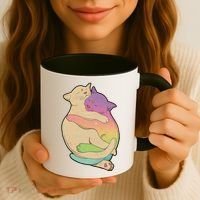 Cute Cat Love Hugging Out Coffee Mug thumb 3