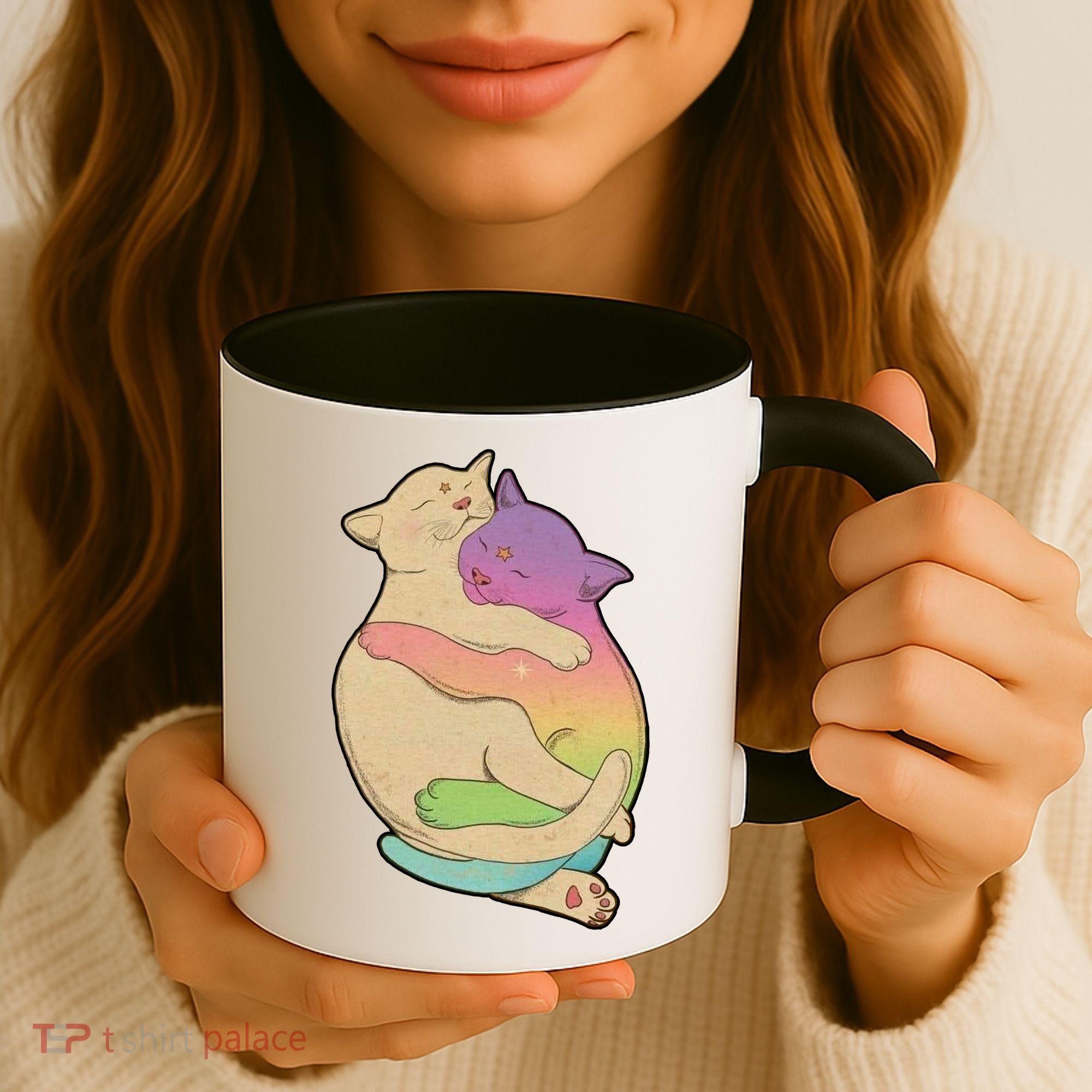 Cute Cat Love Hugging Out Coffee Mug