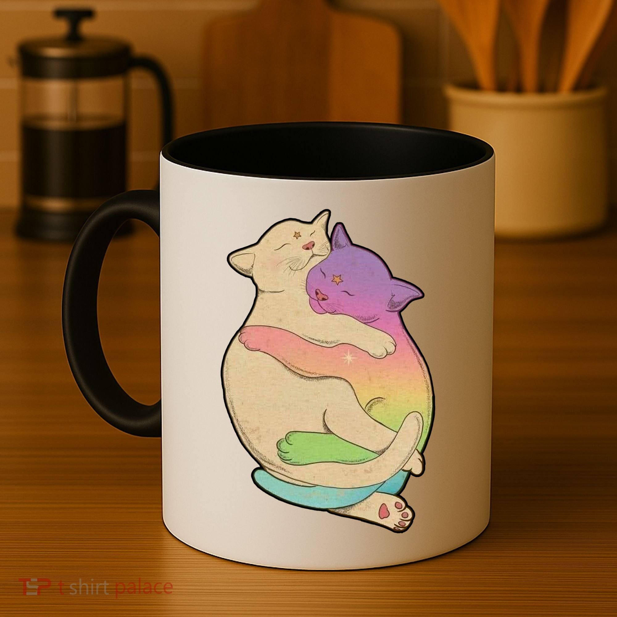 Cute Cat Love Hugging Out Coffee Mug