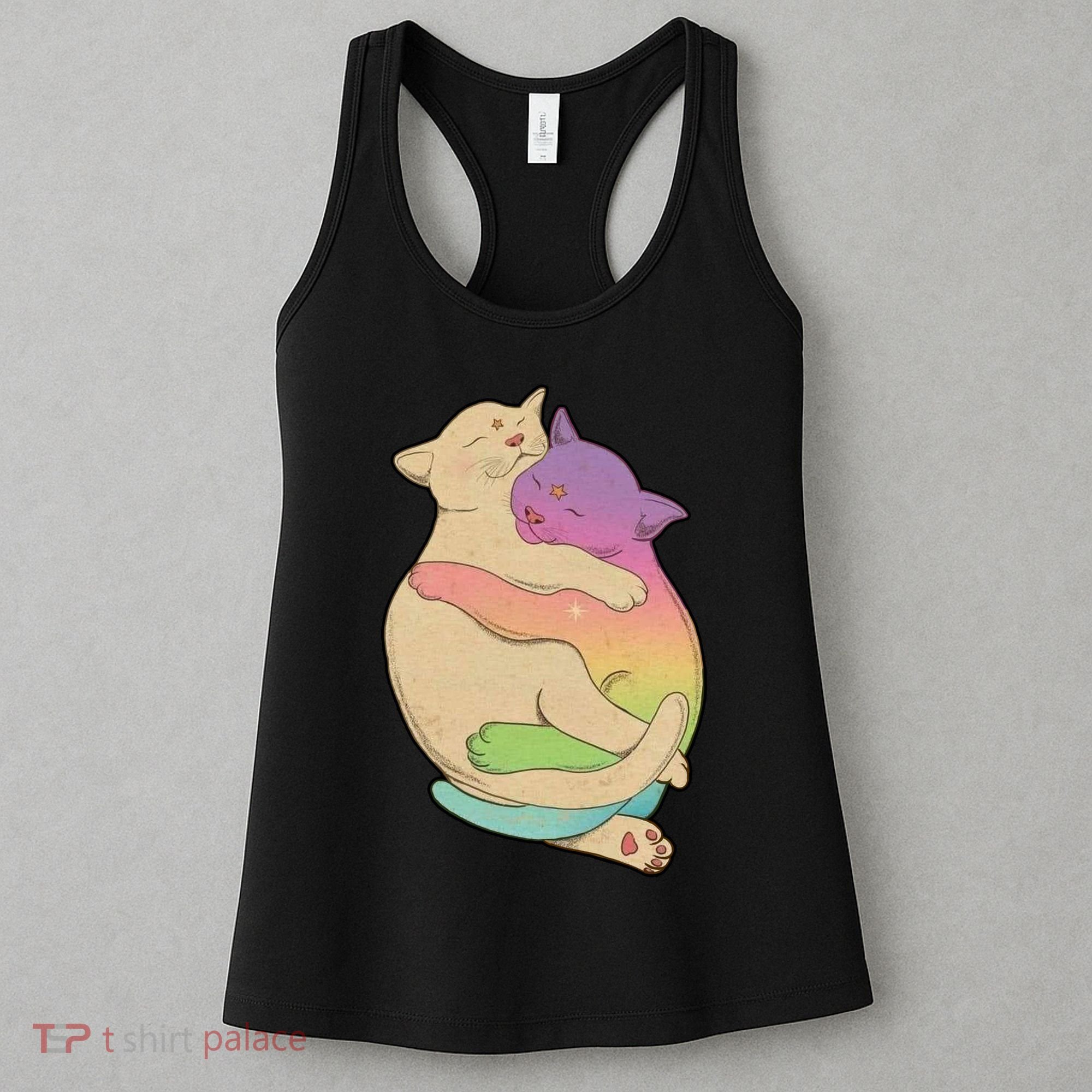 Cute Cat Love Hugging Out Women's Tank Top