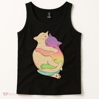 Cute Cat Love Hugging Out Tank Top thumb 2