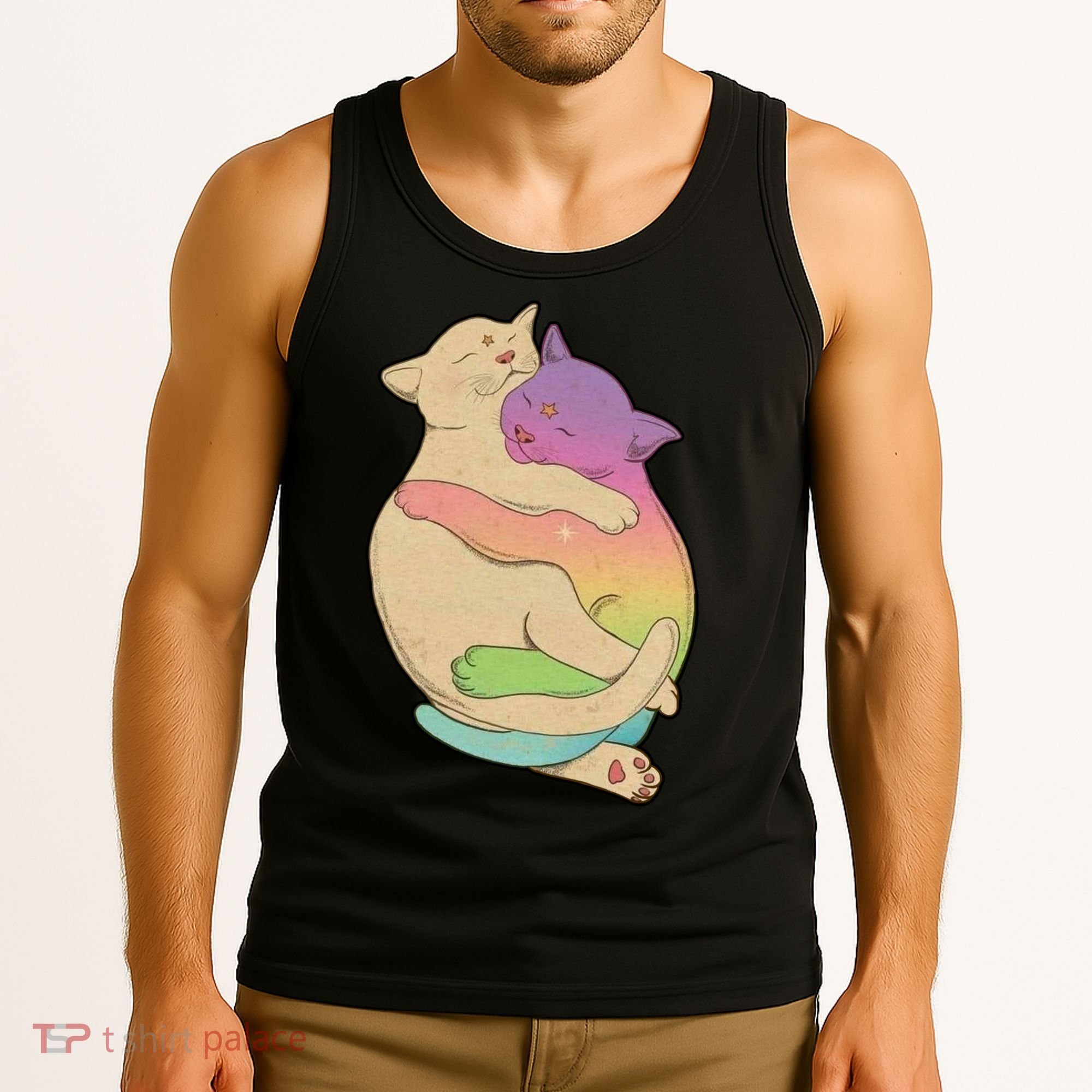 Cute Cat Love Hugging Out Tank Top