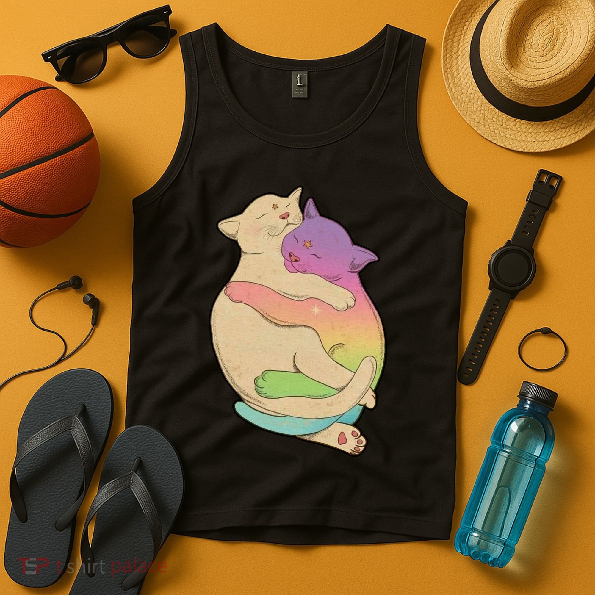 Cute Cat Love Hugging Out Tank Top