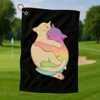 Cute Cat Love Hugging Out Golf Towel thumb 1