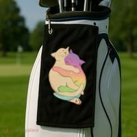 Cute Cat Love Hugging Out Golf Towel thumb 2