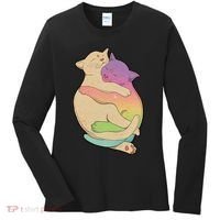 Cute Cat Love Hugging Out Women's Long Sleeve Shirt thumb 0