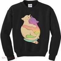 Cute Cat Love Hugging Out Kids Sweatshirt thumb 0