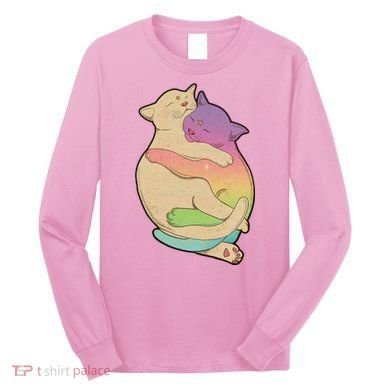 Cute Cat Love Hugging Out Long Sleeve Shirt