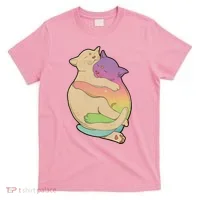 Cute Cat Love Hugging Out T-Shirt thumb 0