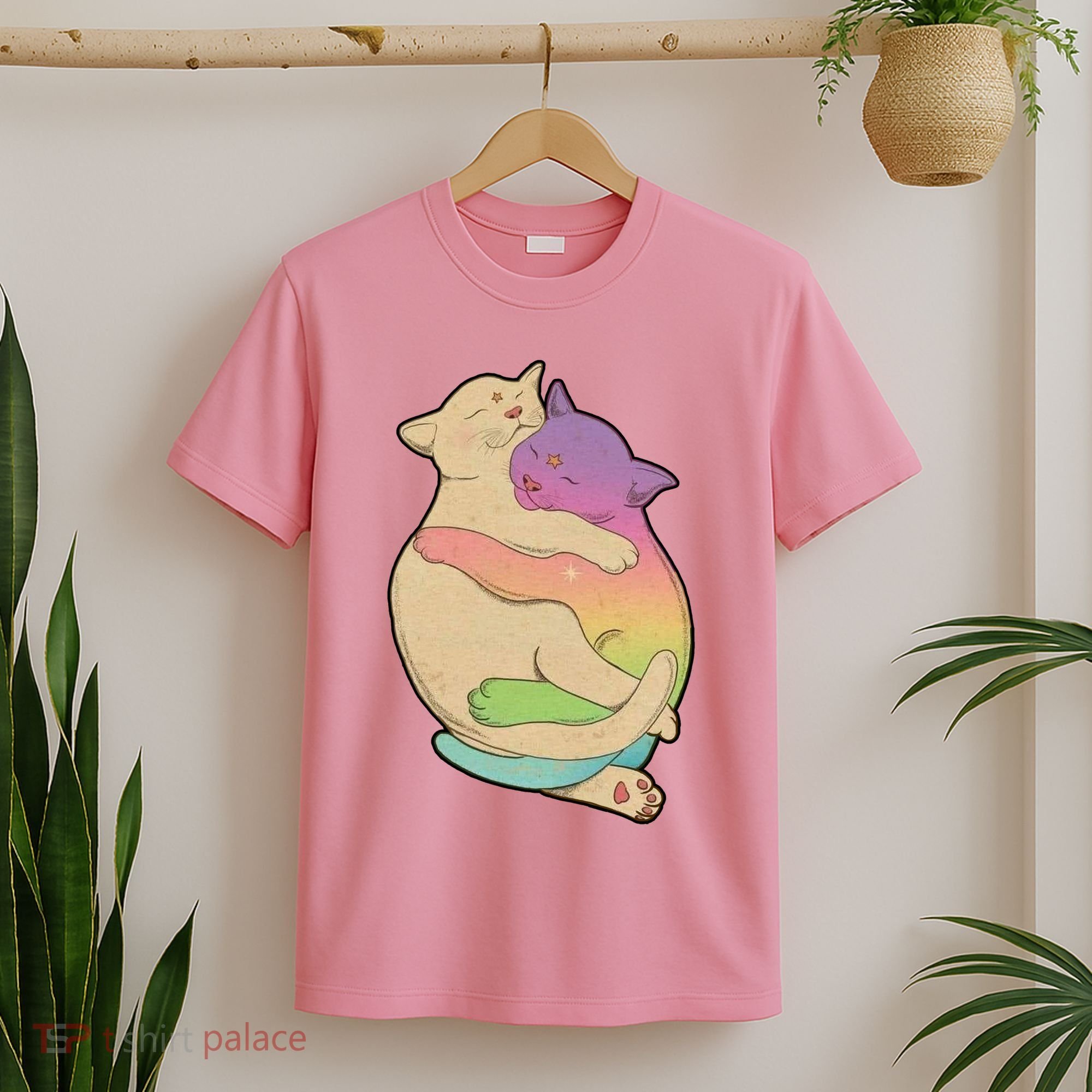Cute Cat Love Hugging Out T-Shirt