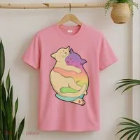 Cute Cat Love Hugging Out T-Shirt thumb 2