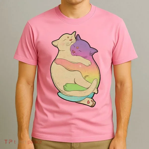 Cute Cat Love Hugging Out T-Shirt