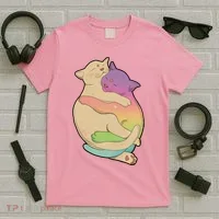 Cute Cat Love Hugging Out T-Shirt thumb 5