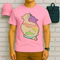 Cute Cat Love Hugging Out T-Shirt thumb 6