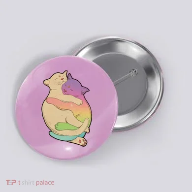 Cute Cat Love Hugging Out Button