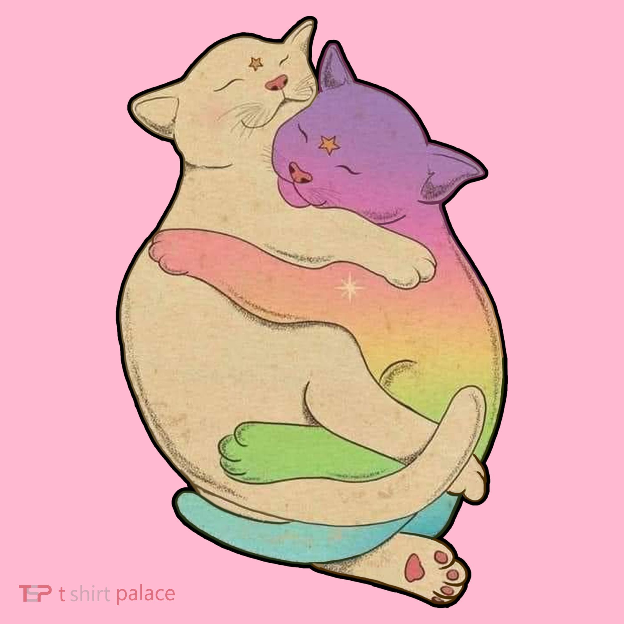 Cute Cat Love Hugging Out Button