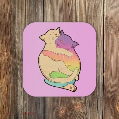 Cute Cat Love Hugging Out Coaster