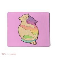 Cute Cat Love Hugging Out Mousepad thumb 0