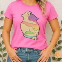 Cute Cat Love Hugging Out Women's T-Shirt thumb 2