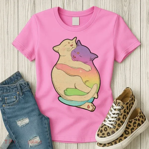 Cute Cat Love Hugging Out Women's T-Shirt