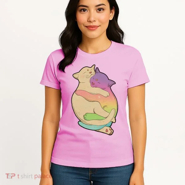 Cute Cat Love Hugging Out Women's T-Shirt