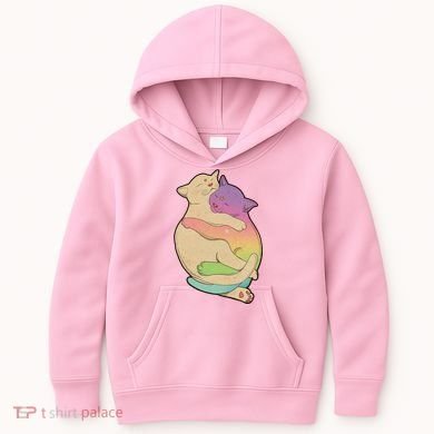 Cute Cat Love Hugging Out Kids Hoodie