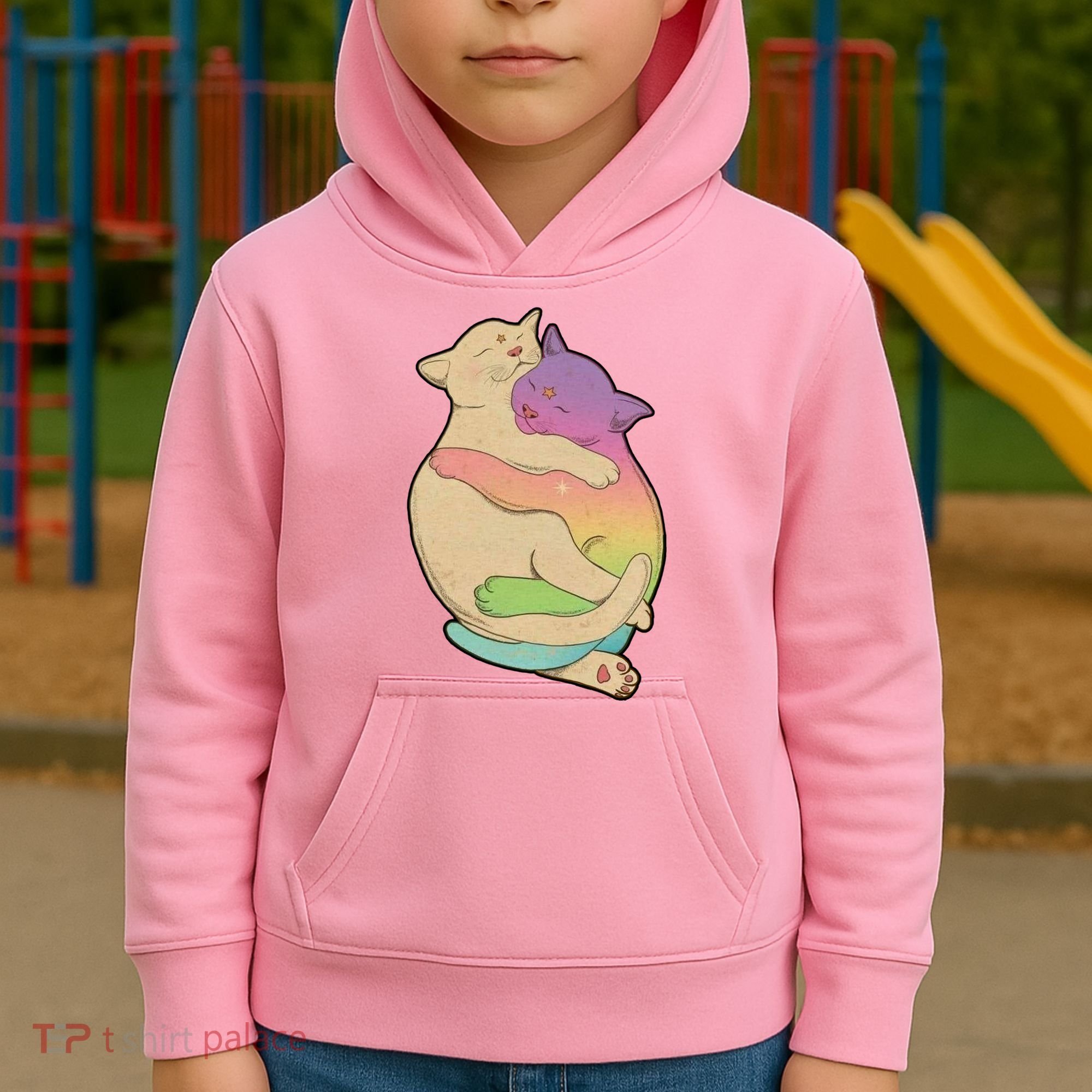 Cute Cat Love Hugging Out Kids Hoodie