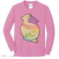 Cute Cat Love Hugging Out Kids Long Sleeve Shirt thumb 0