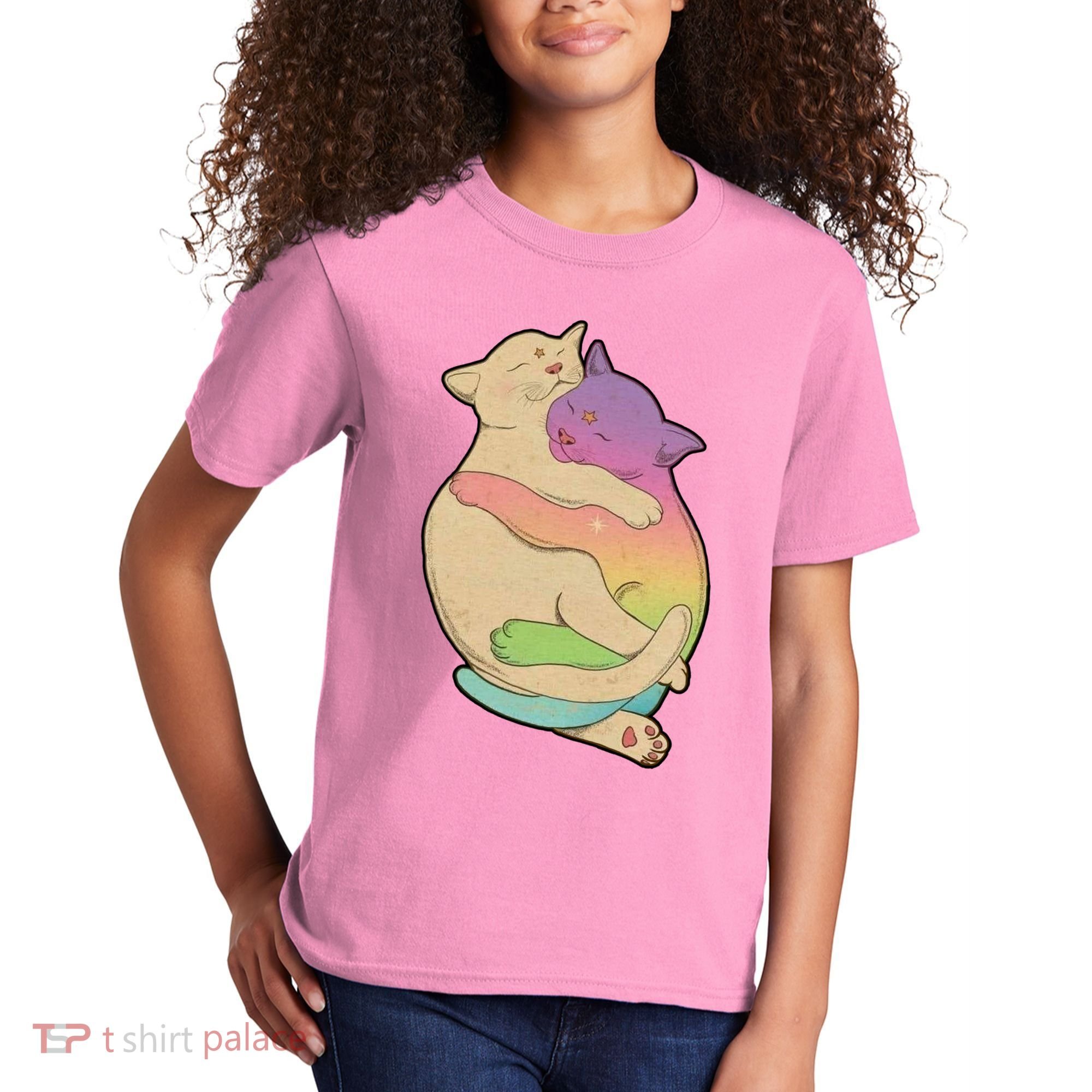 Cute Cat Love Hugging Out Kids T-Shirt