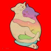 Cute Cat Love Hugging Out Santa Hat thumb 1