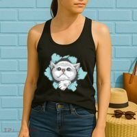 Cute Cat Through Hole Women's Tank Top thumb 2