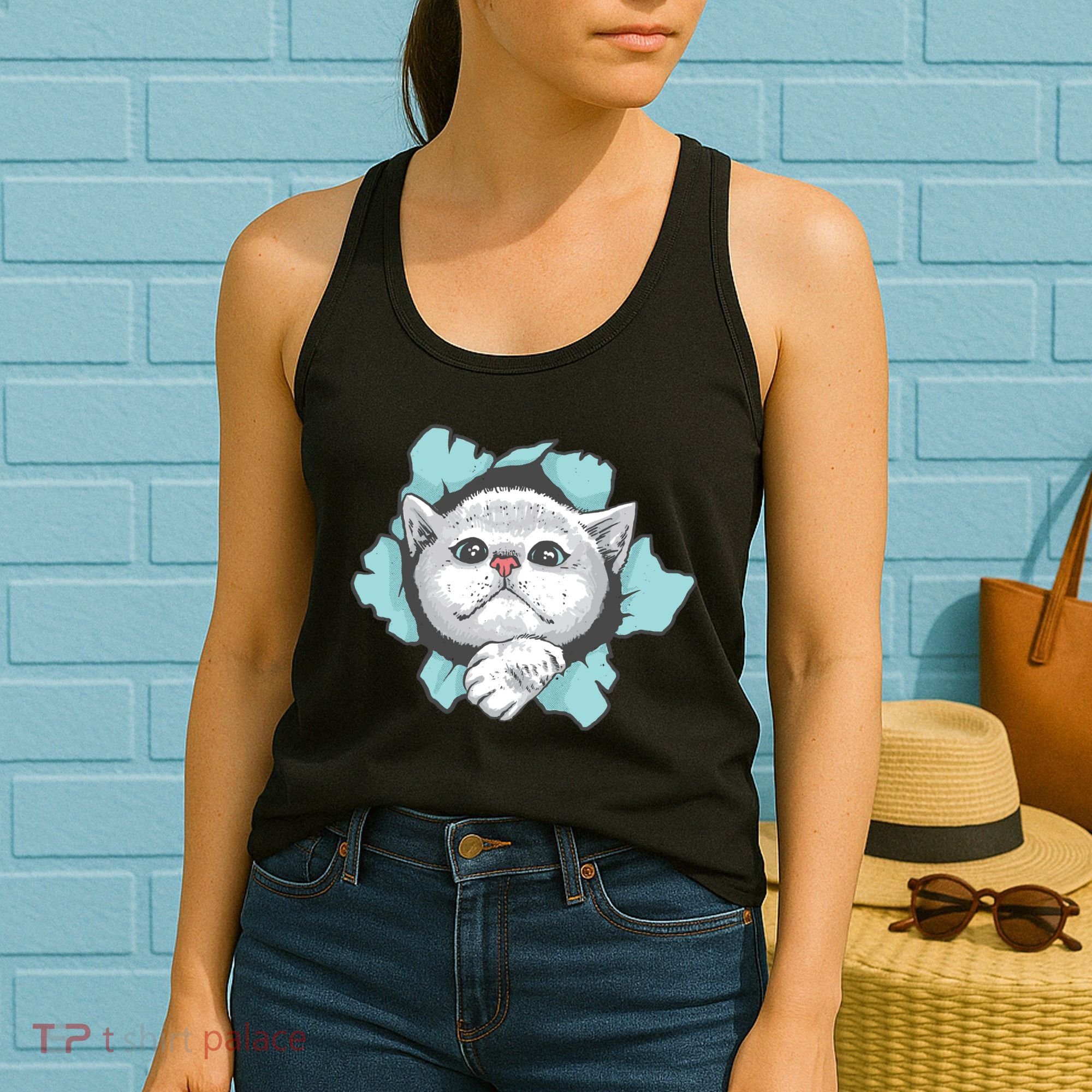 Cute Cat Through Hole Women's Tank Top