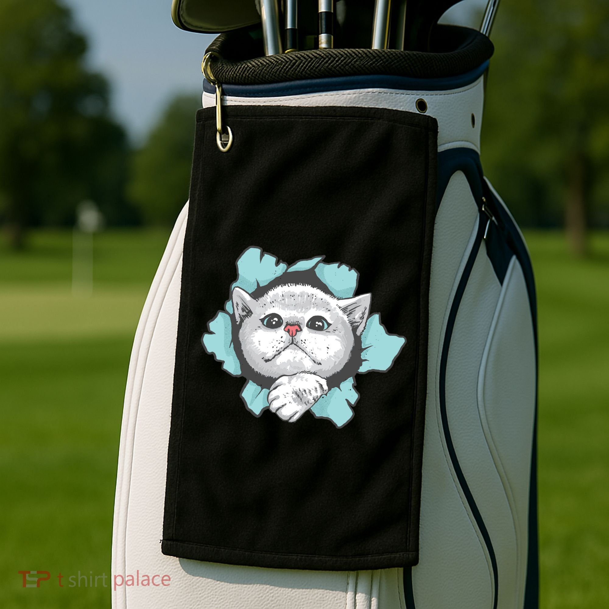 Cute Cat Through Hole Golf Towel