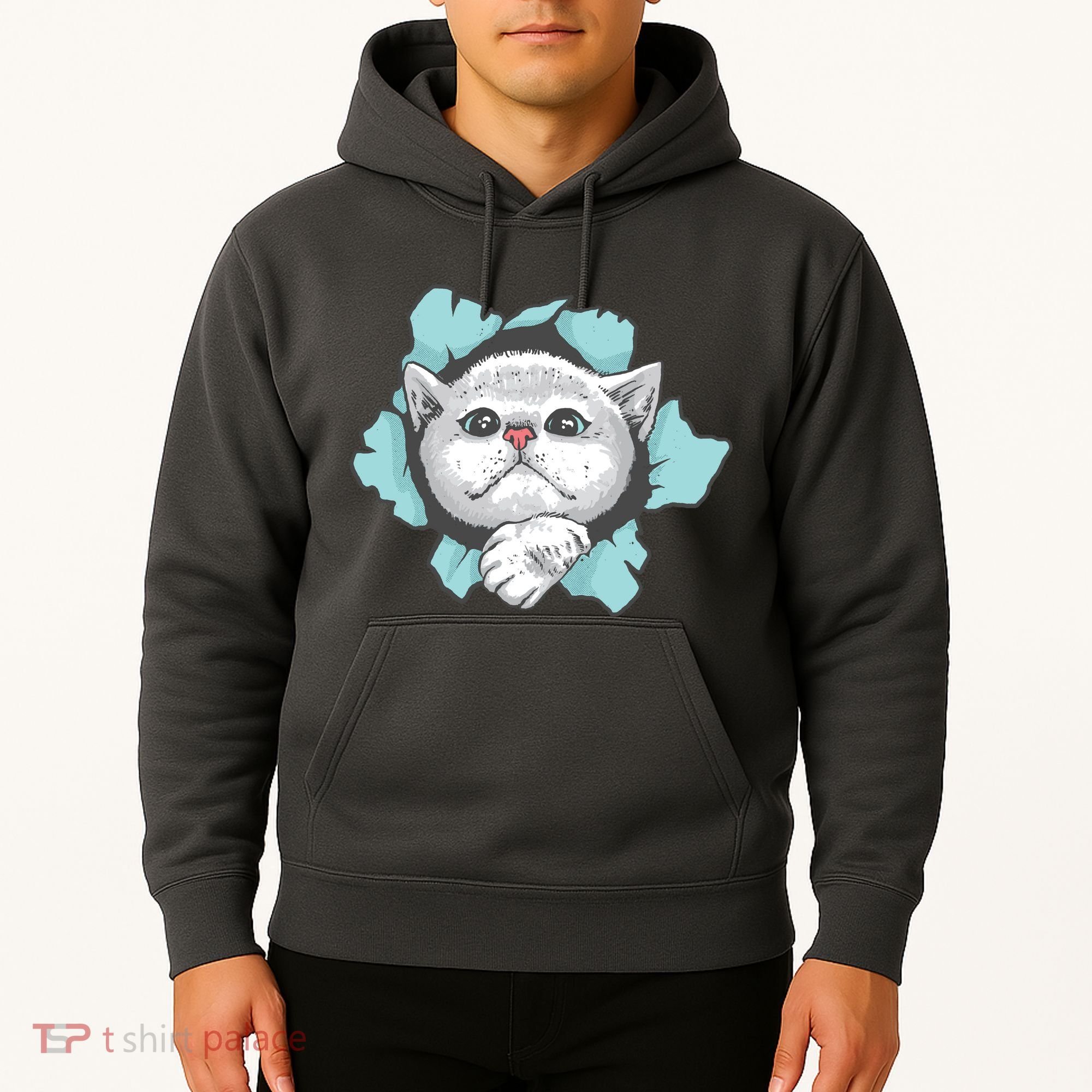 Cute Cat Through Hole Hoodie