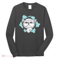 Cute Cat Through Hole Long Sleeve Shirt thumb 0