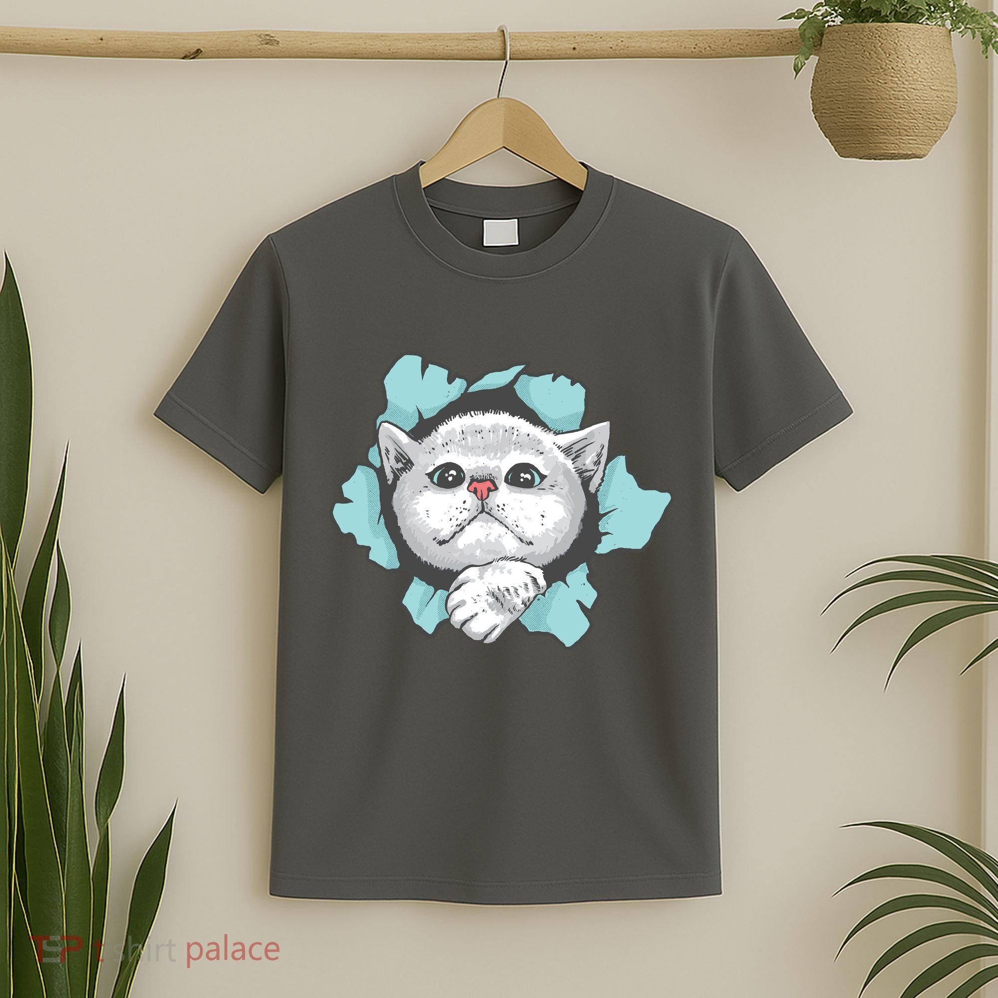 Cute Cat Through Hole T-Shirt