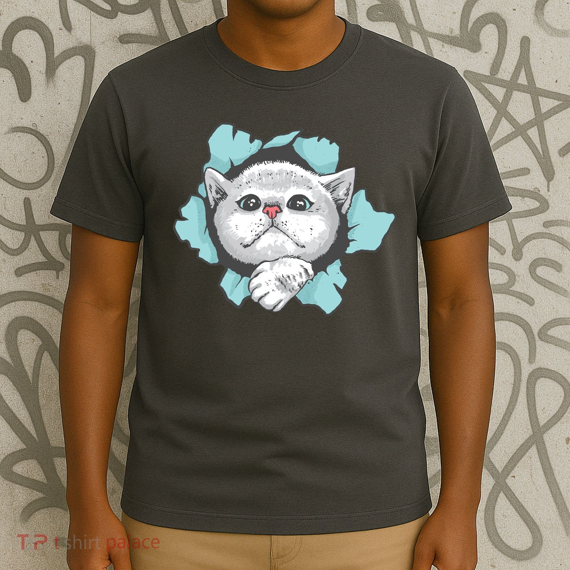 Cute Cat Through Hole T-Shirt