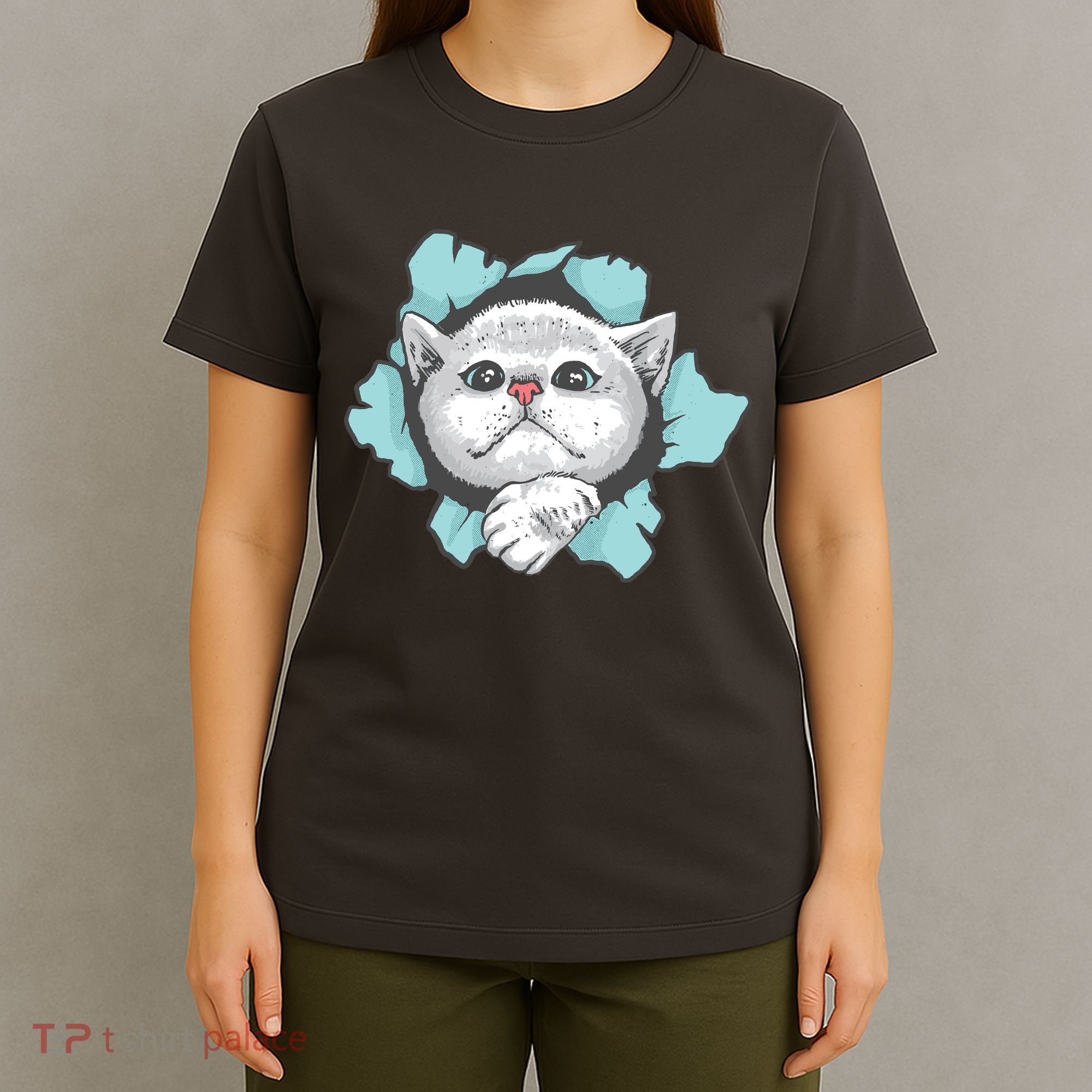 Cute Cat Through Hole T-Shirt