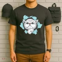Cute Cat Through Hole T-Shirt thumb 6