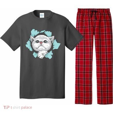 Cute Cat Through Hole Pajama Set