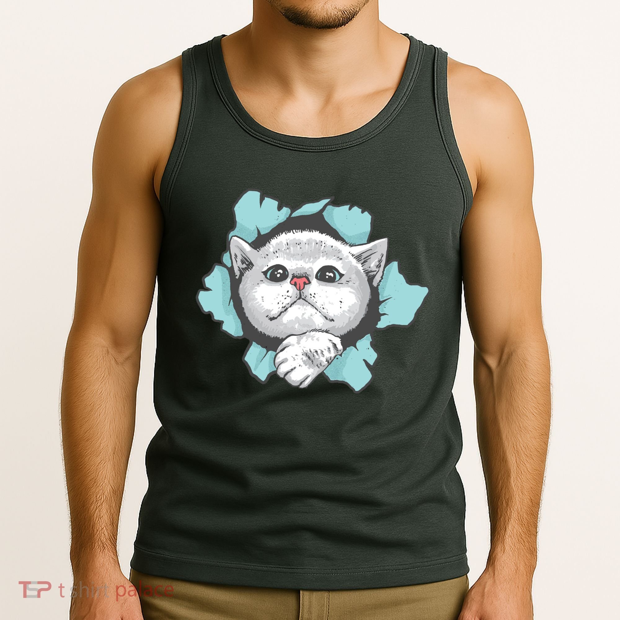 Cute Cat Through Hole Tank Top