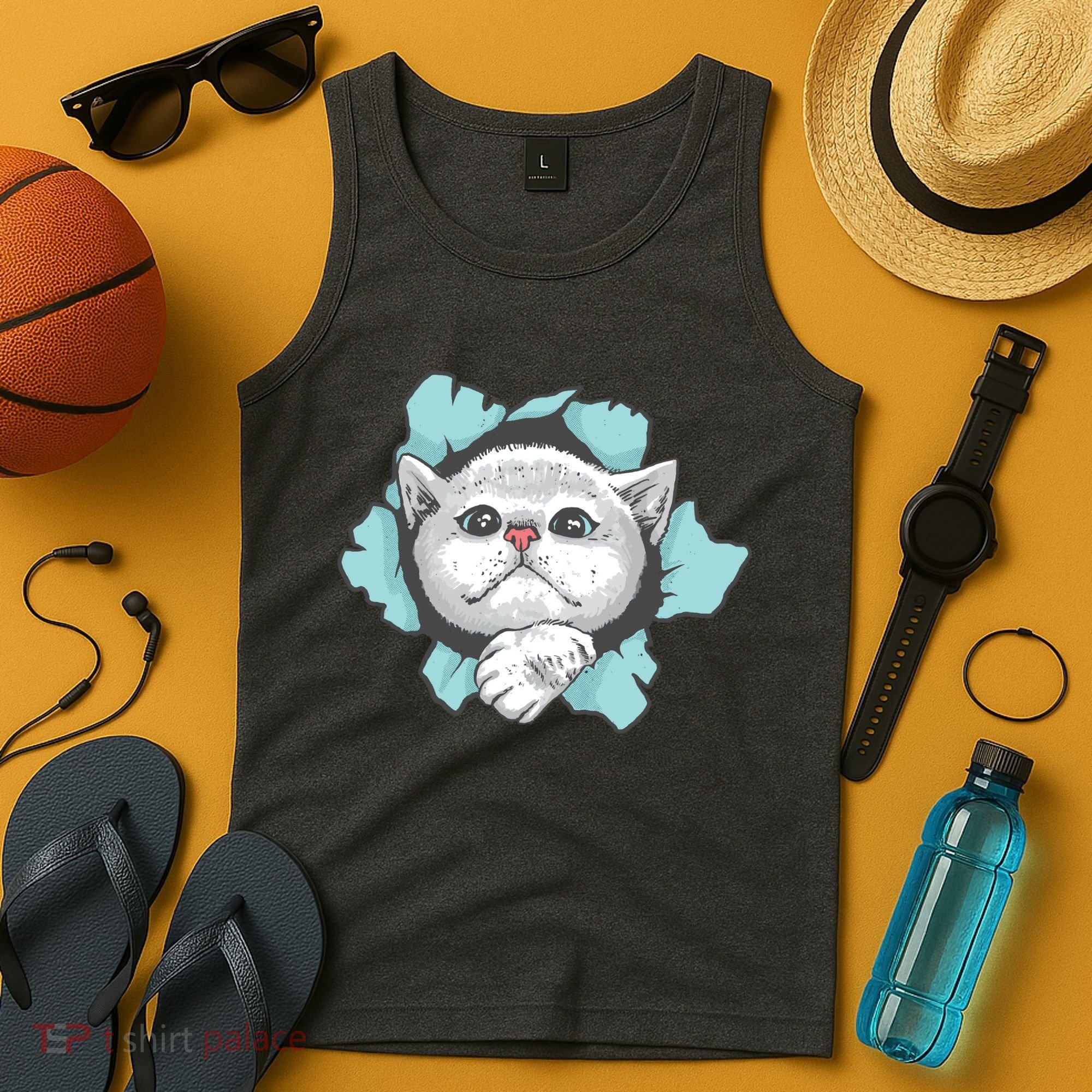 Cute Cat Through Hole Tank Top