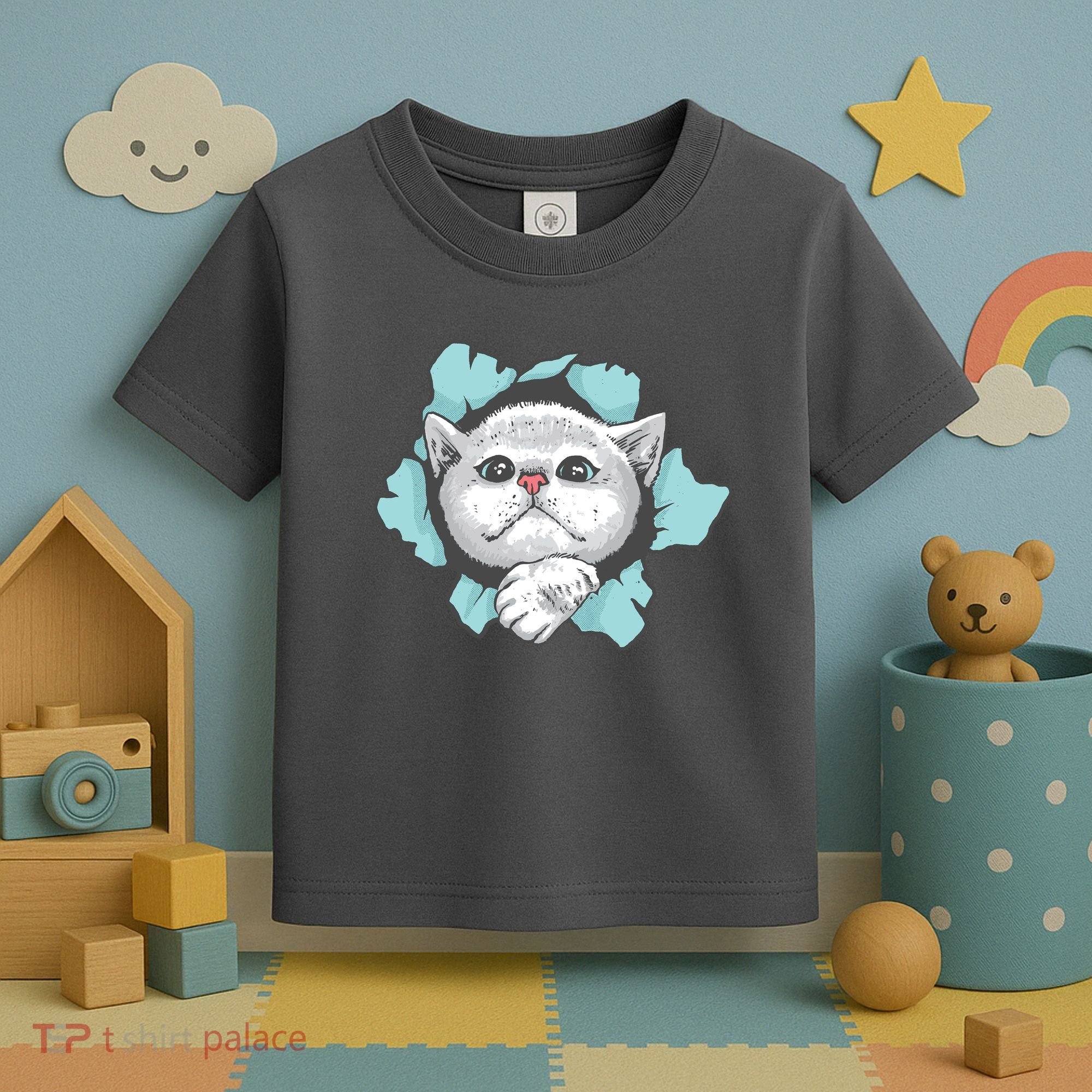 Cute Cat Through Hole Toddler T-Shirt