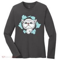 Cute Cat Through Hole Women's Long Sleeve Shirt thumb 0