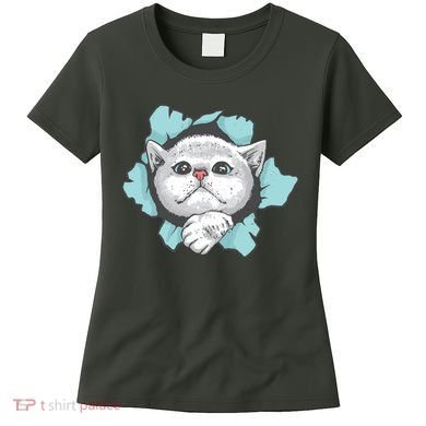 Cute Cat Through Hole Women's T-Shirt