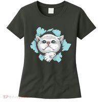 Cute Cat Through Hole Women's T-Shirt thumb 0